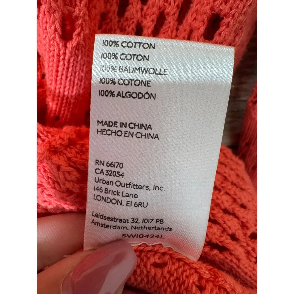 Pilcro Anthropologie Coral Pink Pointelle Knit Peplum Sweater‎ XXS Baby Doll